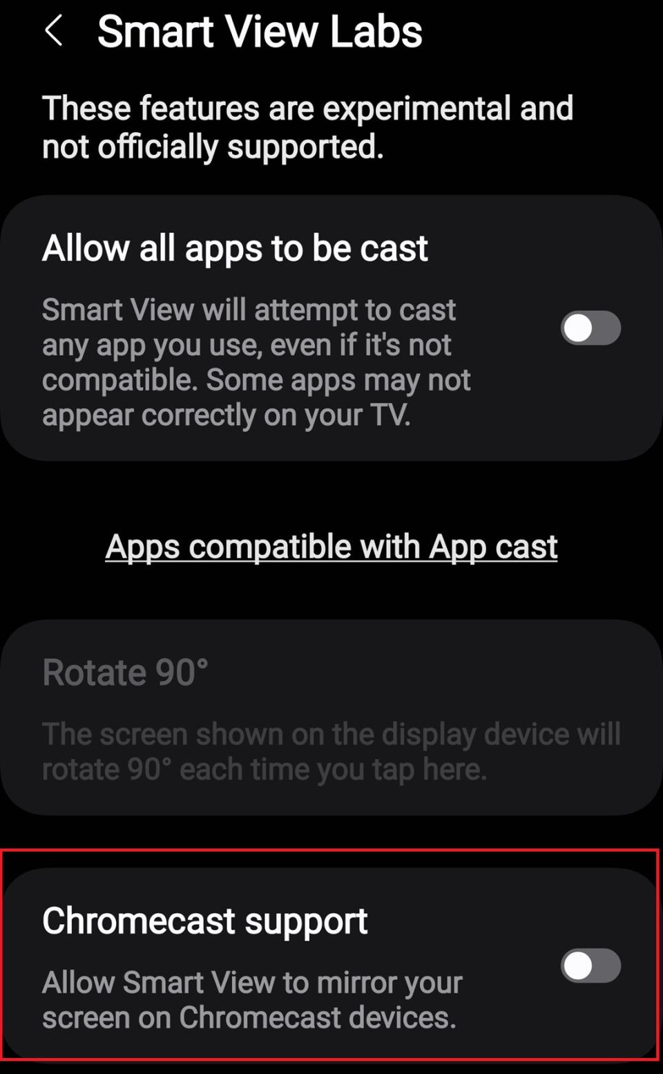 Smart View Labs settings