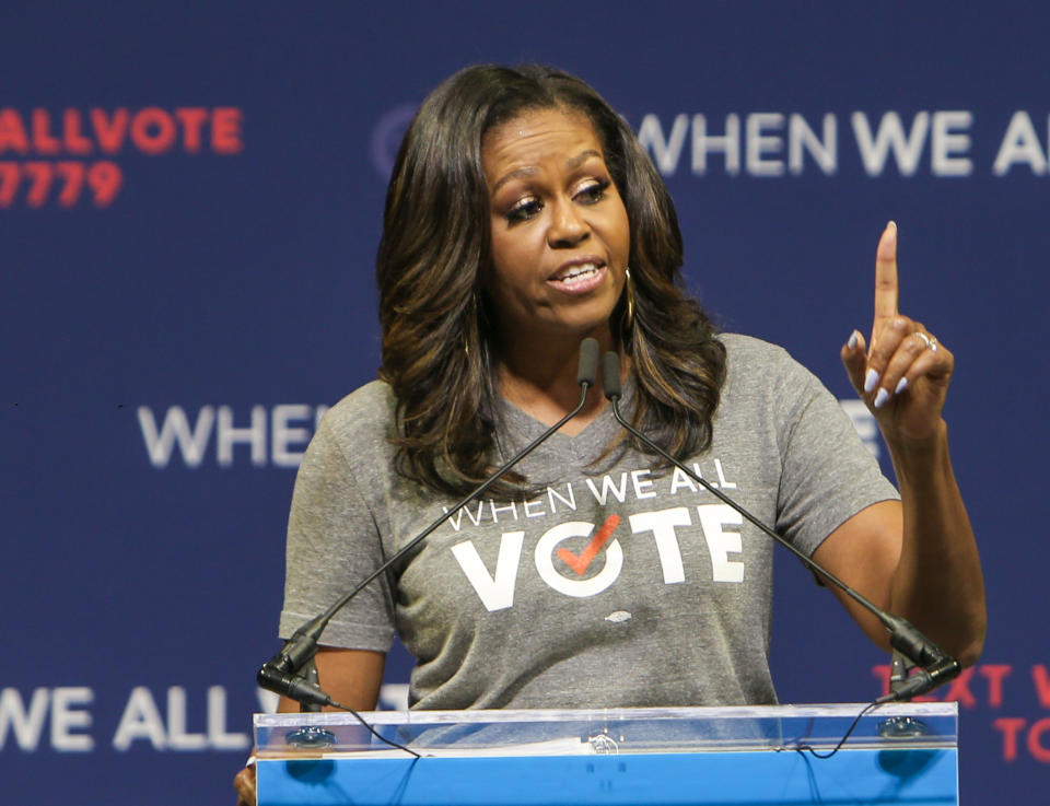 Michelle Obama said the "idea that we cannot both hold secure elections and ensure that every eligible voter can make their voices heard is a false choice." (Photo: Thaddaeus McAdams/FilmMagic/Getty)