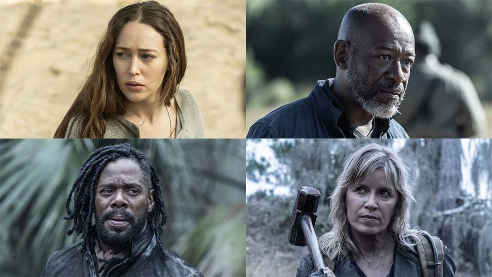 Alycia Debnam-Carey as Alicia Clark, Lennie James as Morgan Jones, Kim Dickens as Madison Clark and Colman Domingo as Victor Strand on Fear the Walking Dead