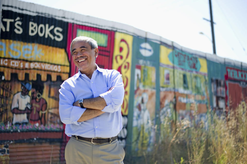 In this Sept. 22, 2012 photo provided by the Chicago-based John D. and Catherine T. MacArthur Foundation, Maurice Lim Miller, 66, a social services innovator who designs projects that reward and track self-sufficiency among residents of low-income neighborhoods in Oakland, San Francisco and Boston, is seen at his home in Oakland, Calif. Miller is among 23 recipients of this year's MacArthur Foundation "genius grants." (AP Photo/Courtesy of the John D. and Catherine T. MacArthur Foundation, Don Feria)