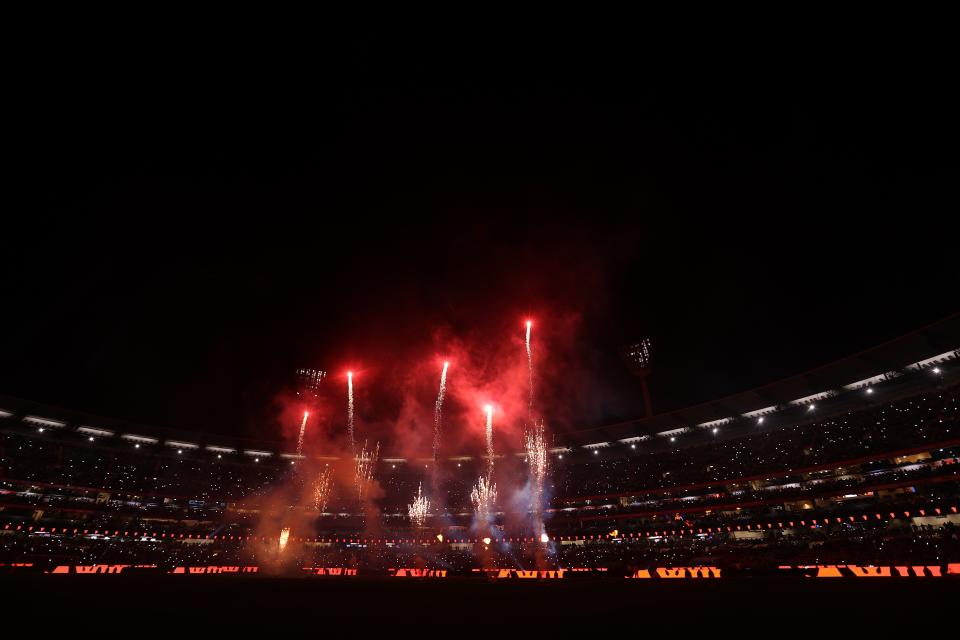 Melbourne Cricket Ground lets off fireworks before kick-off (Getty Images)