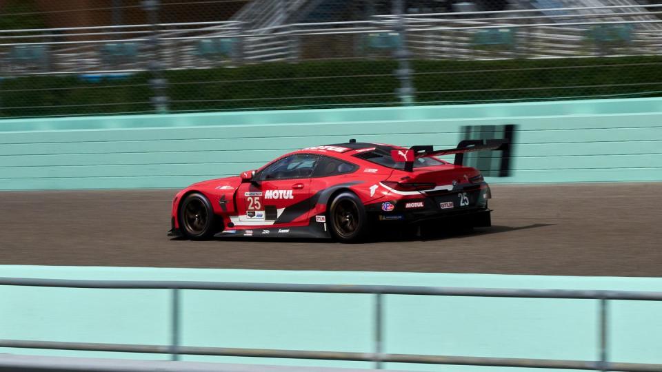 a red race car on a track