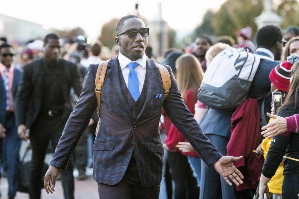 South Carolina wide receiver Deebo Samuel greets fans before a game against Chattanooga. (AP Photo)