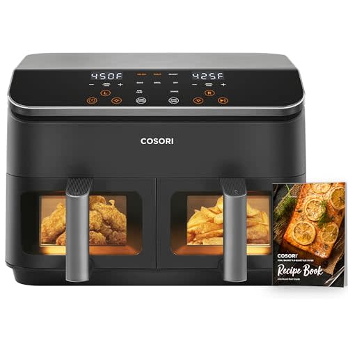 COSORI Dual Basket Air Fryer 9 Qt, Large and Wider Double Airfryer, 8-in-1, Sync Cook & Finish…