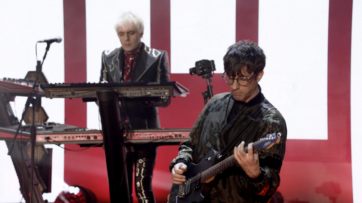 Nick Rhodes of Duran Duran performs with Graham Coxon of Blur from London's Hammersmith Apollo for the 2021 Billboard Music Awards. (Photo: NBC/NBCU Photo Bank via Getty Images)