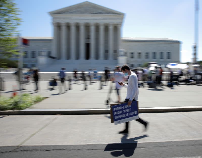 FILE PHOTO: Activists gather outside U.S. Supreme Court in Washington