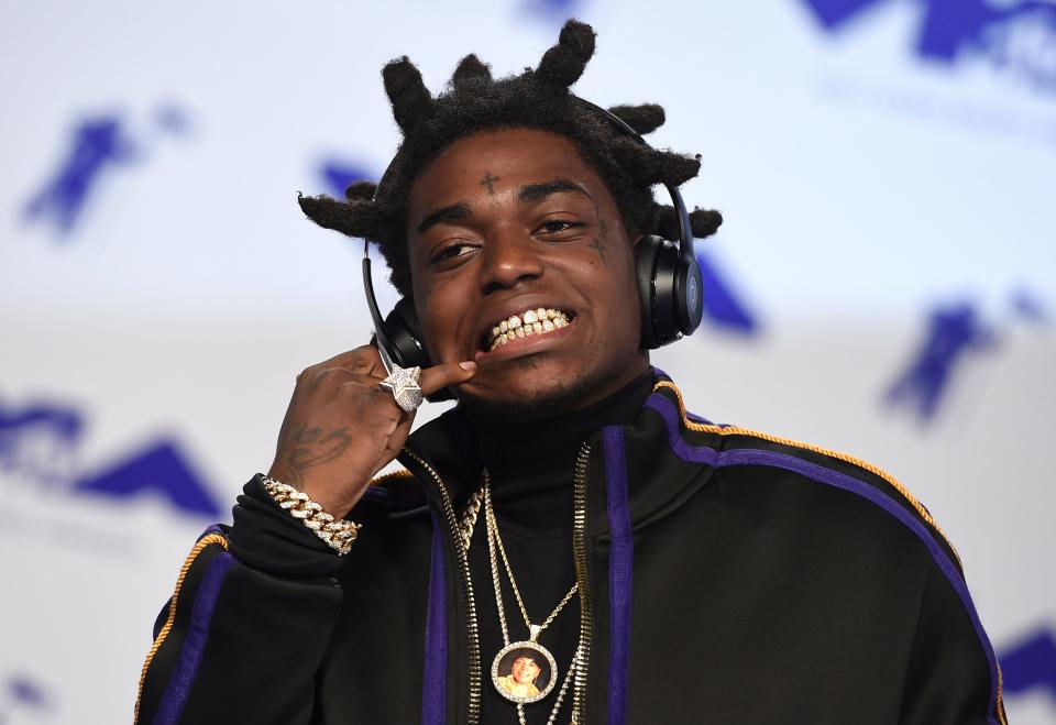 FILE - Kodak Black arrives at the MTV Video Music Awards at The Forum, Aug. 27, 2017, in Inglewood, Calif. A Florida judge ordered rapper Kodak Black to drug rehab for 30 days on Tuesday, Feb. 28, 2023, after he allegedly tested positive for fentanyl while awaiting trial on a drug trafficking charge. (Photo by Jordan Strauss/Invision/AP, File)