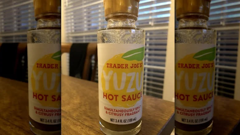 Yuzu hot sauce on table