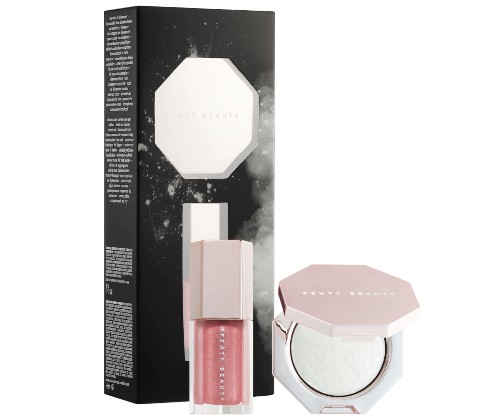 Fenty Beauty Diamond Bomb Baby Mini Lip Gloss and Highlighter Set. Image via Sephora.