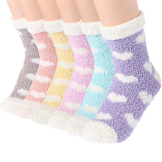 3) Plush Slipper Socks Women (Set of 6)