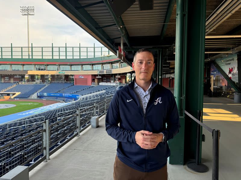 Eric Edelstein, president of the Reno Aces minor league baseball club, stands at Greater Nevada Field in Reno