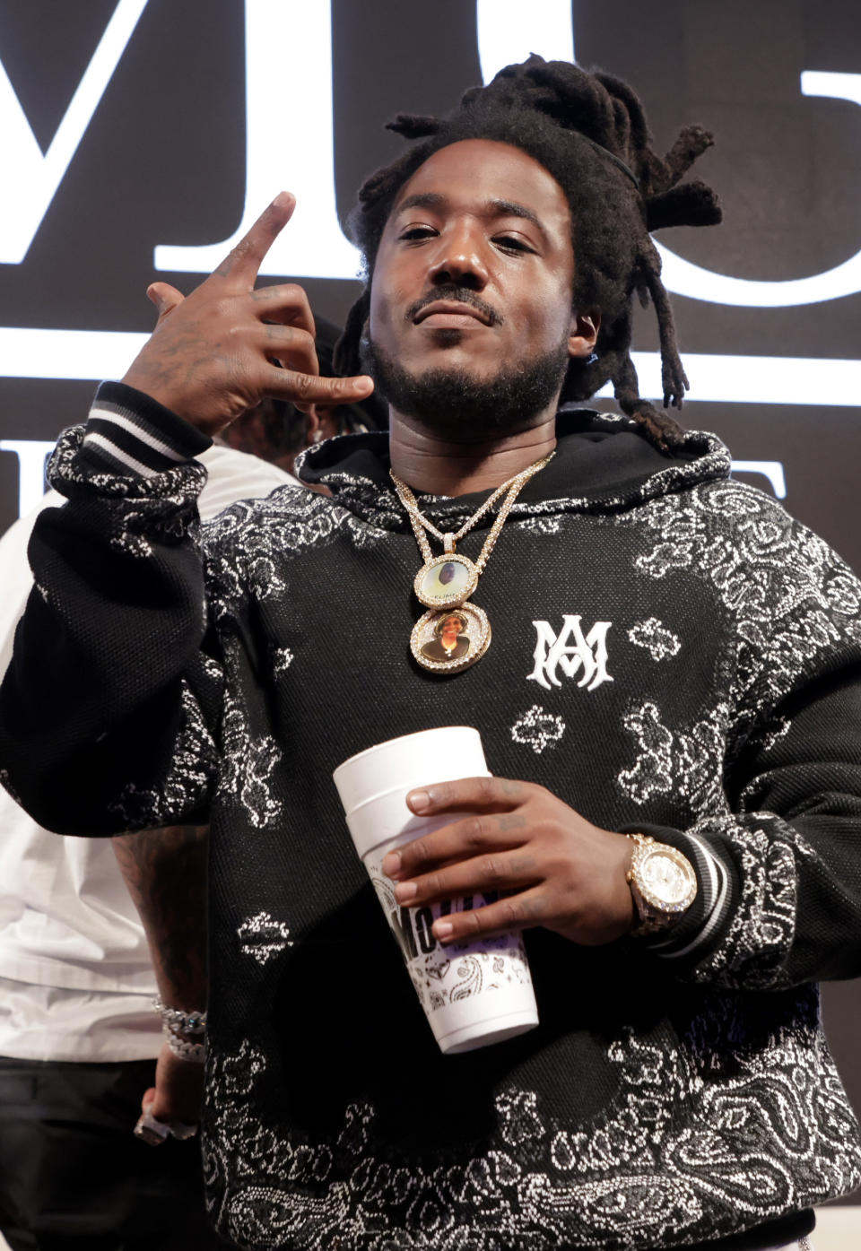 LOS ANGELES, CALIFORNIA – FEBRUARY 10: Mozzy attends the Yo Gotti’s CMG 2022 Press Conference on February 10, 2022 in Los Angeles, California. (Photo by Frazer Harrison/Getty Images)
