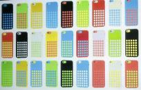 The five colors of the new iPhone 5C and the new cases for the phone are seen at Apple Inc's media event in Cupertino, California September 10, 2013. REUTERS/Stephen Lam