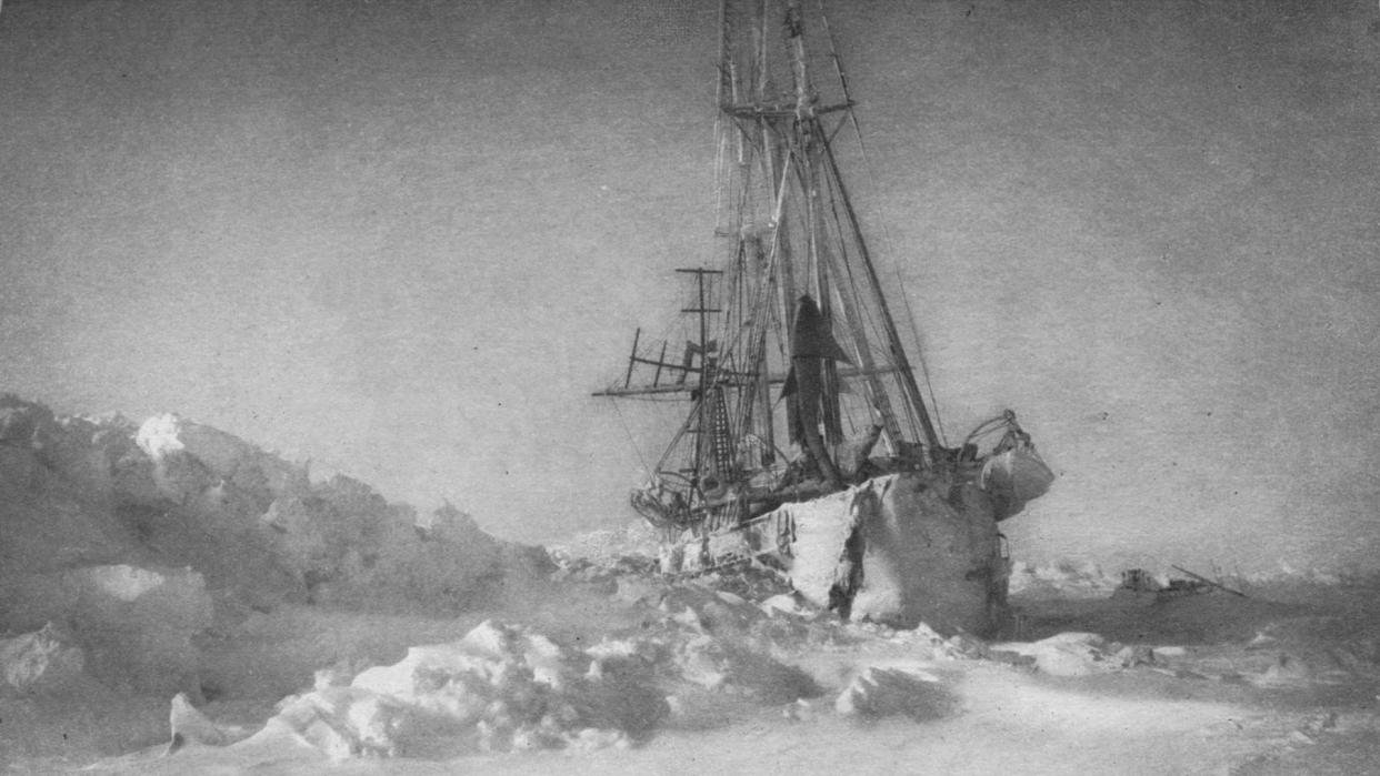  'The Fram in the Ice', 1895, (1897). Fram (Forward) was a ship used in northern and southern polar expeditions by the Norwegian explorer Fridtjof Nansen. It was launched in 1892 and used until 1912. Currently it is preserved at the Fram Museum, Oslo. From Farthest North, Vol. 2 by Fridtjof Nansen. [Archibald Constable and Company, London, 1897]. Artist Unknown. (Photo by Print Collector/Getty Images). 