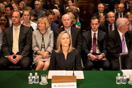 Kathleen Laura Kraninger testifies before a Senate Banking Committee hearing on her nomination to be director of the Consumer Financial Protection Bureau on Capitol Hill in Washington, U.S., July 19, 2018. REUTERS/Alex Wroblewski