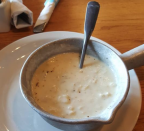 <p>Order anything but this seafood soup if you want something to warm you up. A bowl of it has 1,800 grams of sodium, 54 carbs, and 880 calories. It's served with not one but two packs of crackers too, which together have half as many carbs as just the soup.</p>