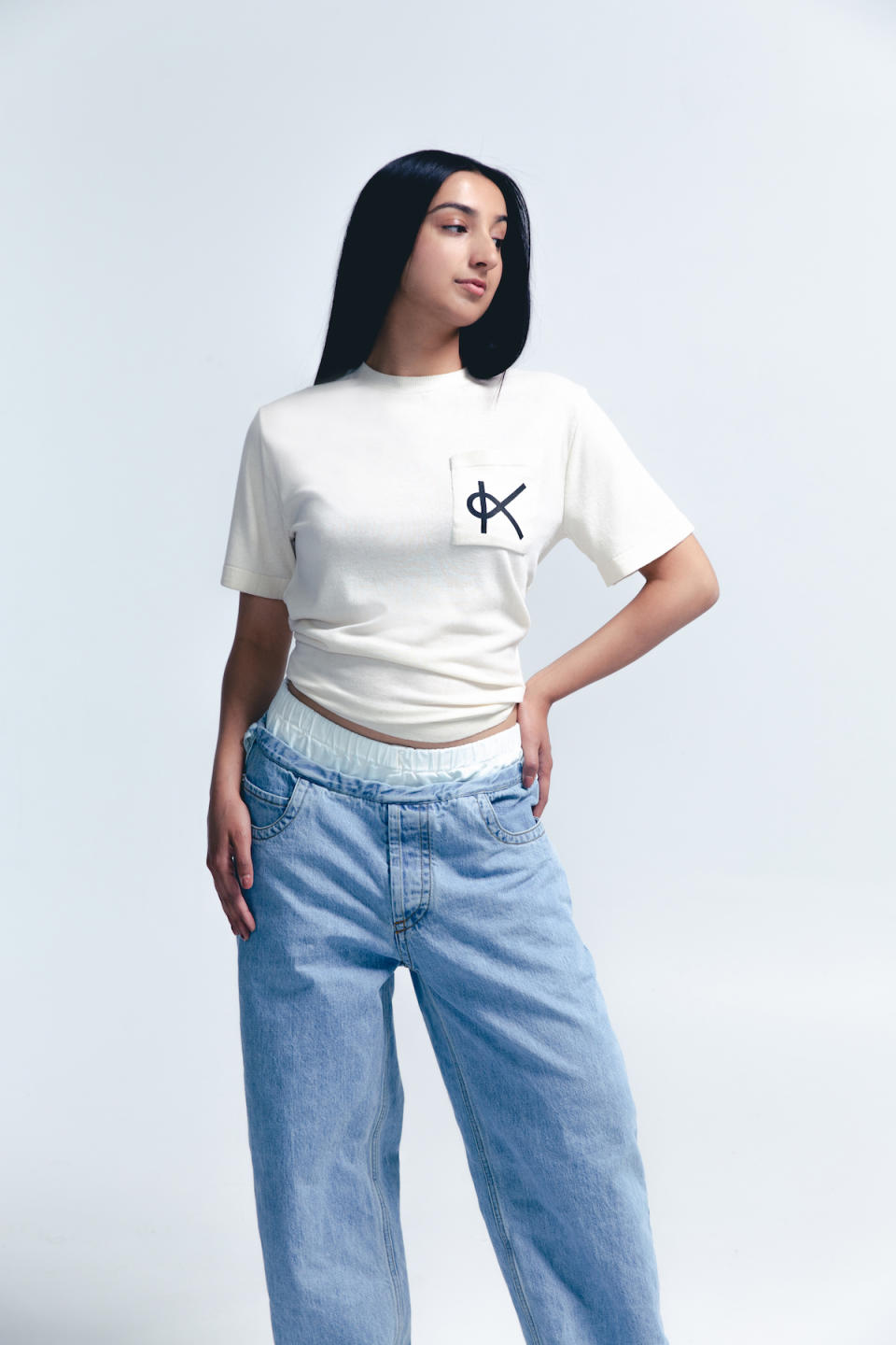Aditi Mayer in the Kelsun T-shirt.