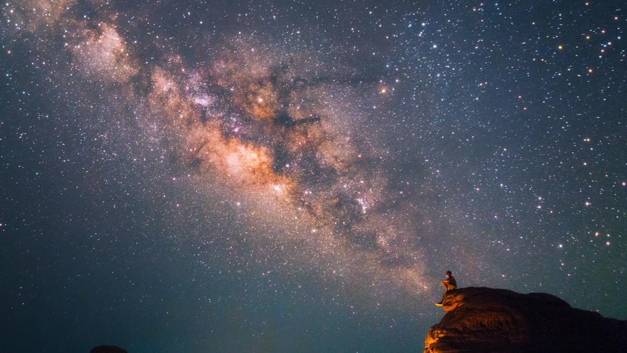 man gazing at sky