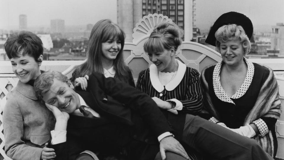 Michael Caine, Vivien Merchant, Jane Asher, Julia Foster and Shelley Winters, 1966