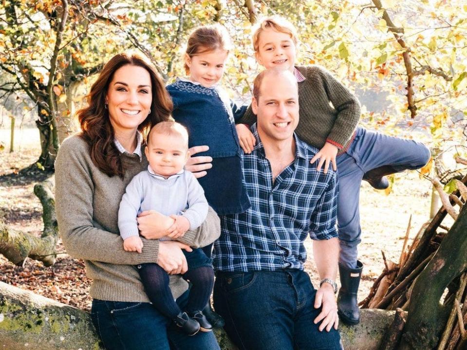 The Duke and Duchess of Cambridge with their children George, Charlotte, and Louis.