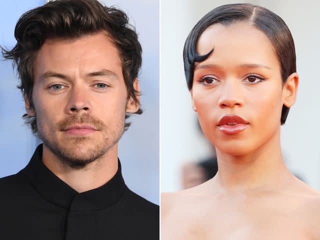 <p>Steve Granitz/FilmMagic ; Stefania D'Alessandro/WireImage</p> Harry Styles at the Los Angeles Premiere Of "My Policeman" in 2022; Taylor Russell at the 79th Venice International Film Festival in 2022