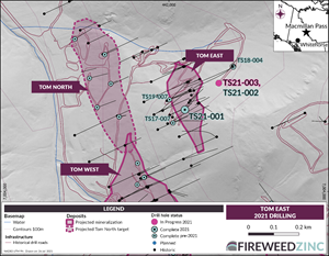 Map 3: Tom East 2021 drilling.