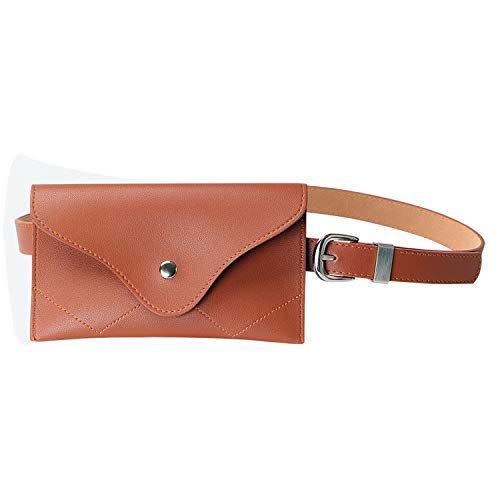 2) Envelope Leather Belt Fanny Pack