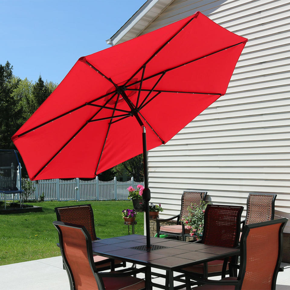 Sunnydaze Solar Powered LED Lighted Aluminum Patio Umbrella. (Photo: Walmart)