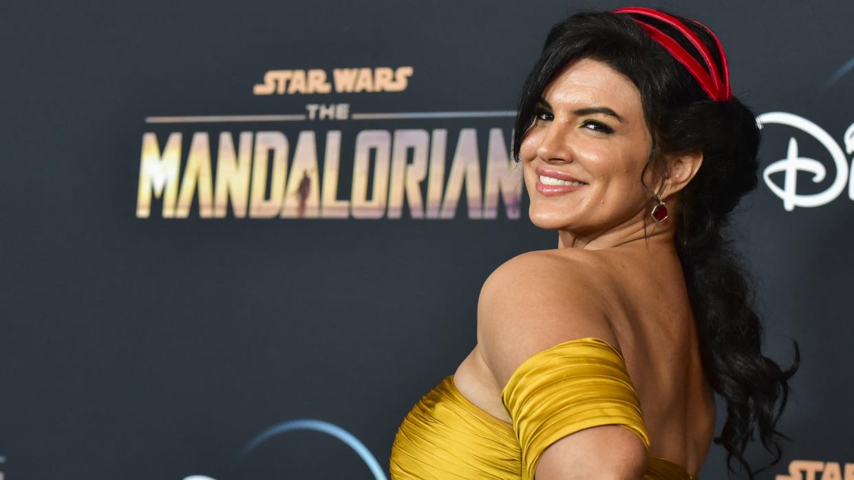  LOS ANGELES, CALIFORNIA - NOVEMBER 13: Gina Carano attends the premiere of Disney+'s "The Mandalorian" at El Capitan Theatre on November 13, 2019 in Los Angeles, California. . 