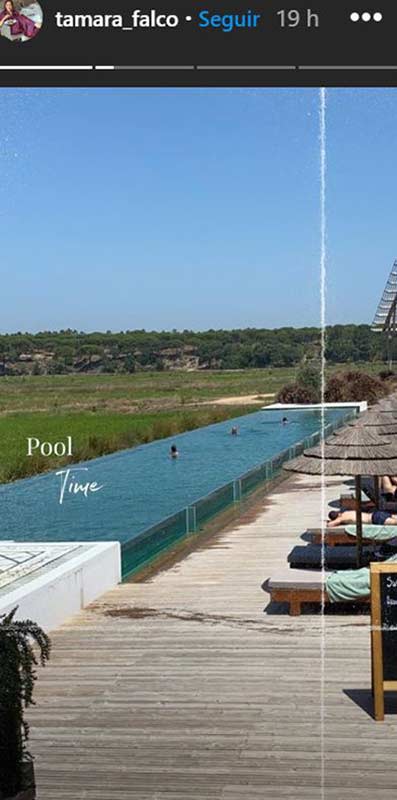 La piscina de la que ha disfrutado Tamara en su escapada de chicas a Portugal