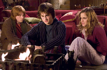 <p>Rupert Grint as Ron Weasley, Daniel Radcliffe as Harry Potter and Emma Watson as Hermione Granger in Warner Bros. Pictures' Harry Potter and the Goblet of Fire - 2005</p>