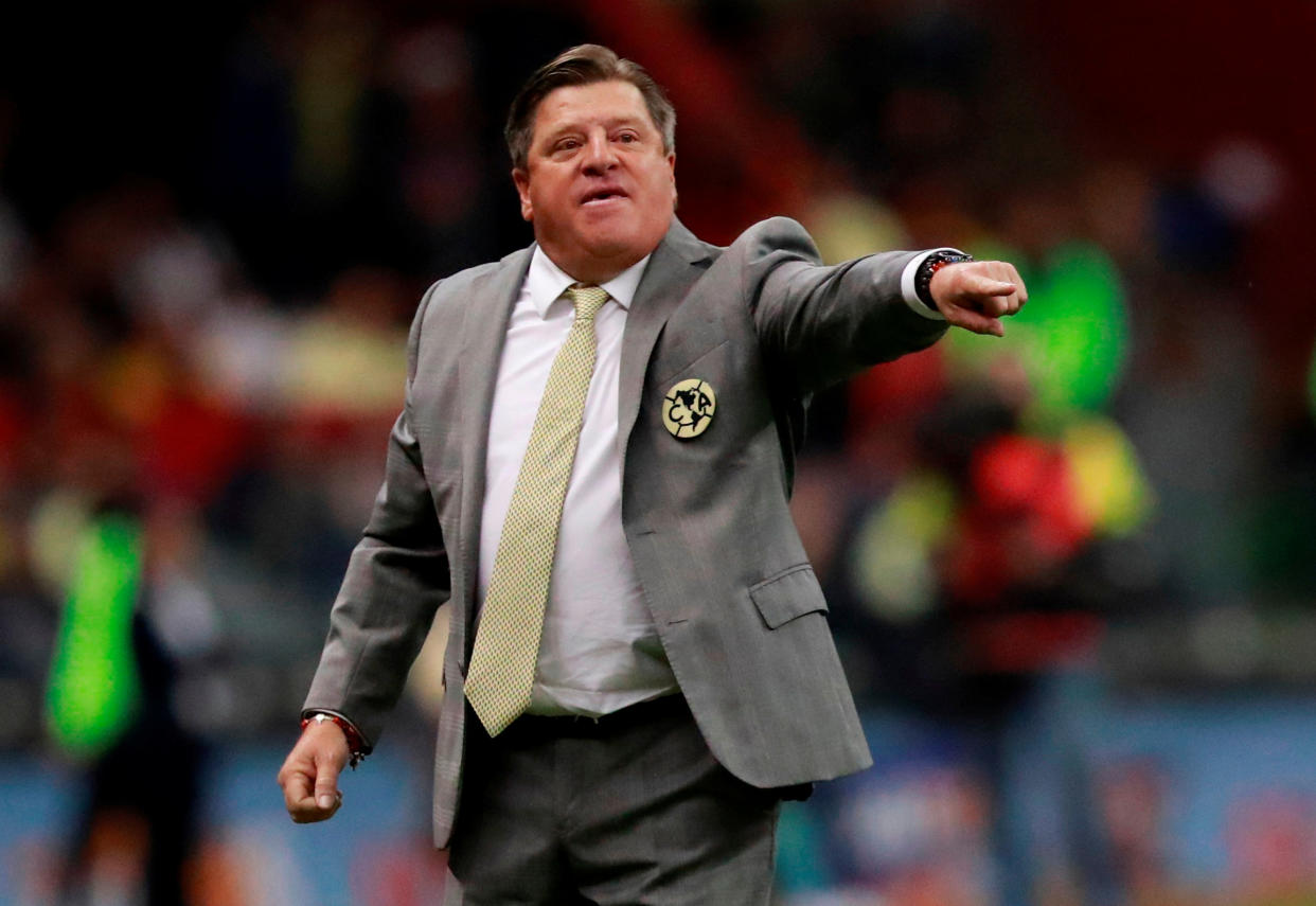 Miguel Herrera en 2019, cuando dirigió su última final: América contra Rayados. Las Águilas no pudieron campeonar. (REUTERS/Henry Romero)