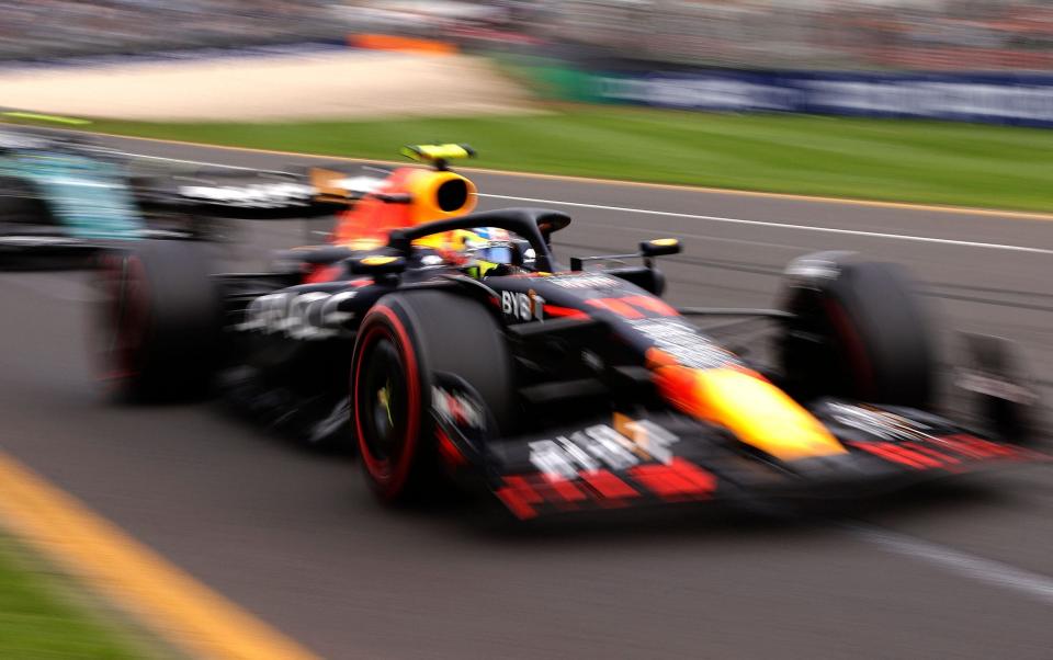 Red Bull Racing's Mexican driver Sergio Perez competes during the qualifying round of the 2023 Formula One Australian Grand Prix at the Albert Park Circuit in Melbourne on April 1, 2023 - Martin Keep/Getty Images