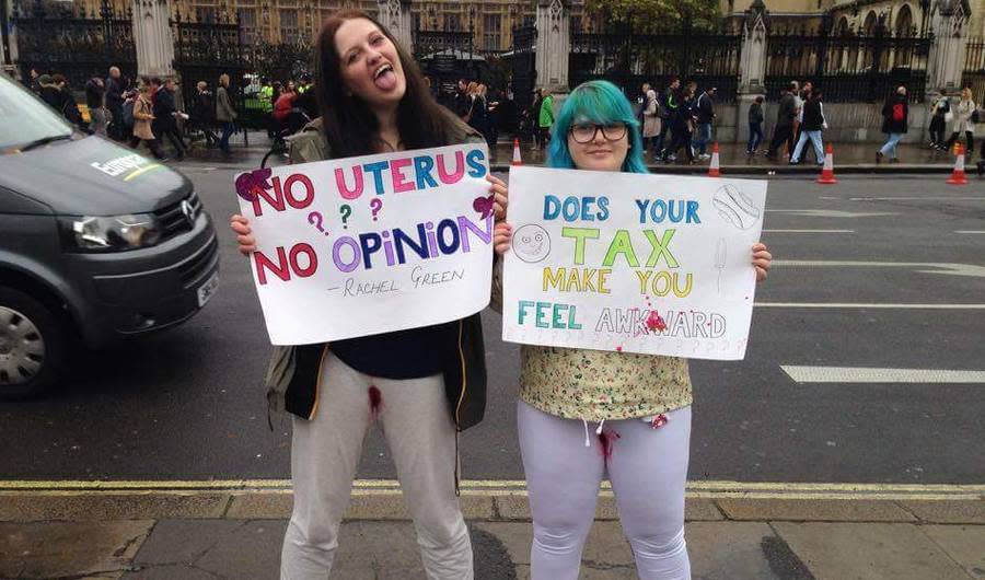 This Woman Is Free-Bleeding Outside Parliament to Make a Great Point