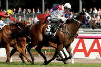 Dwayne Dunn rode his way into a Derby Day winning double, when steering Politeness to Group 1 Myer Classic (1600m) glory.