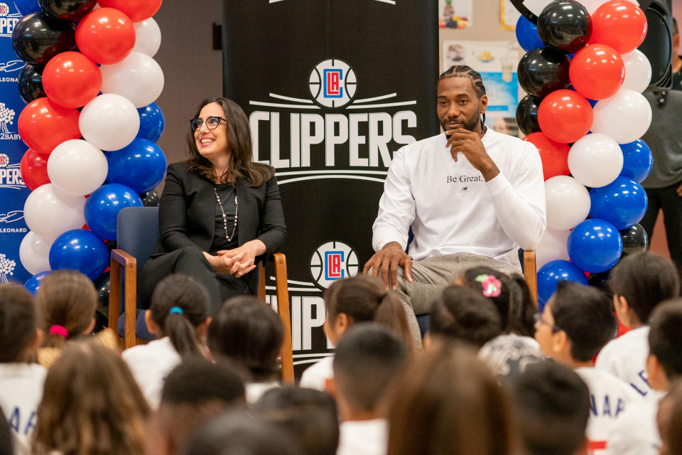 Kawhi Leonard partnered with the Clippers foundation and Baby2Baby to give backpacks to more than 1 million students on their first day back at school. (LA Clippers)