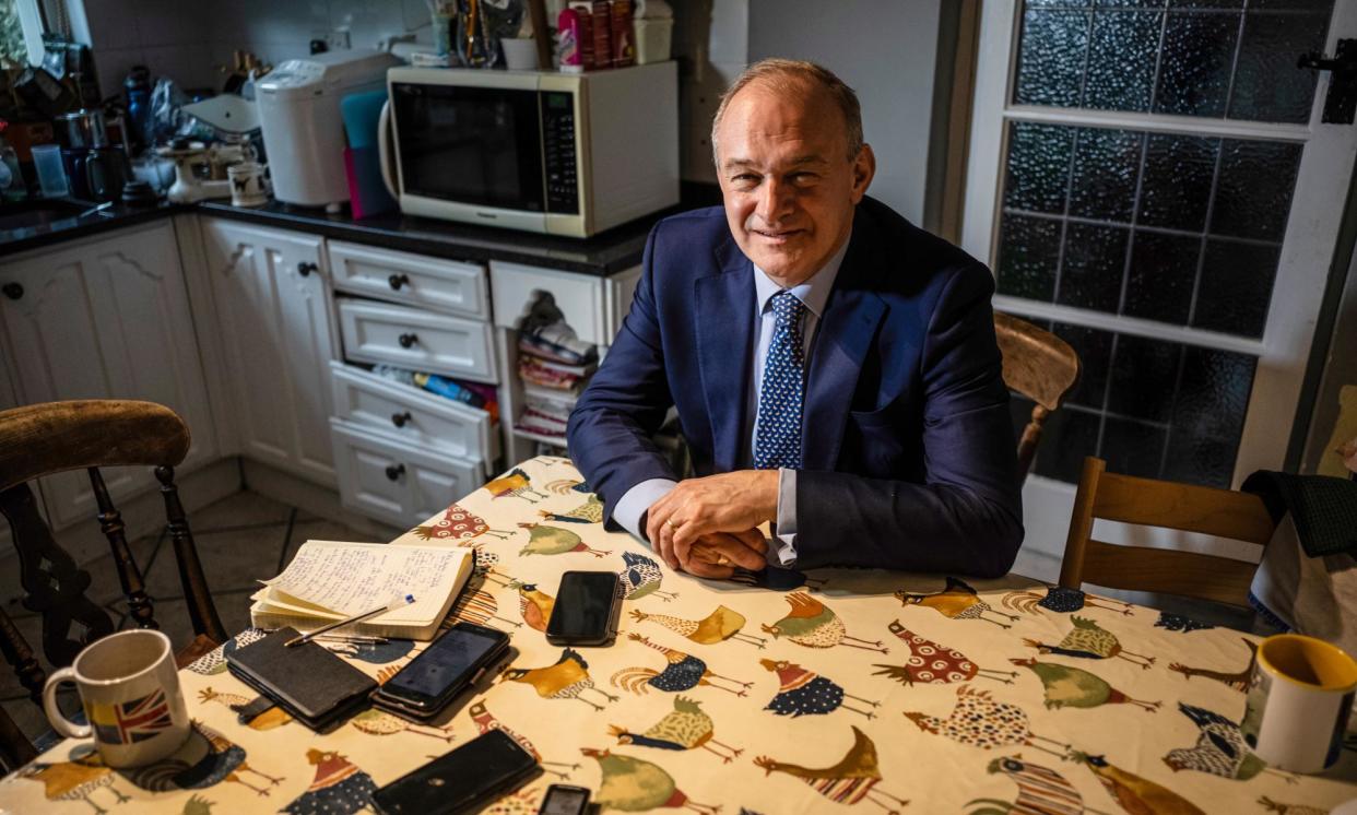 <span>Ed Davey at home in his kitchen.</span><span>Photograph: Sean Smith/The Guardian</span>