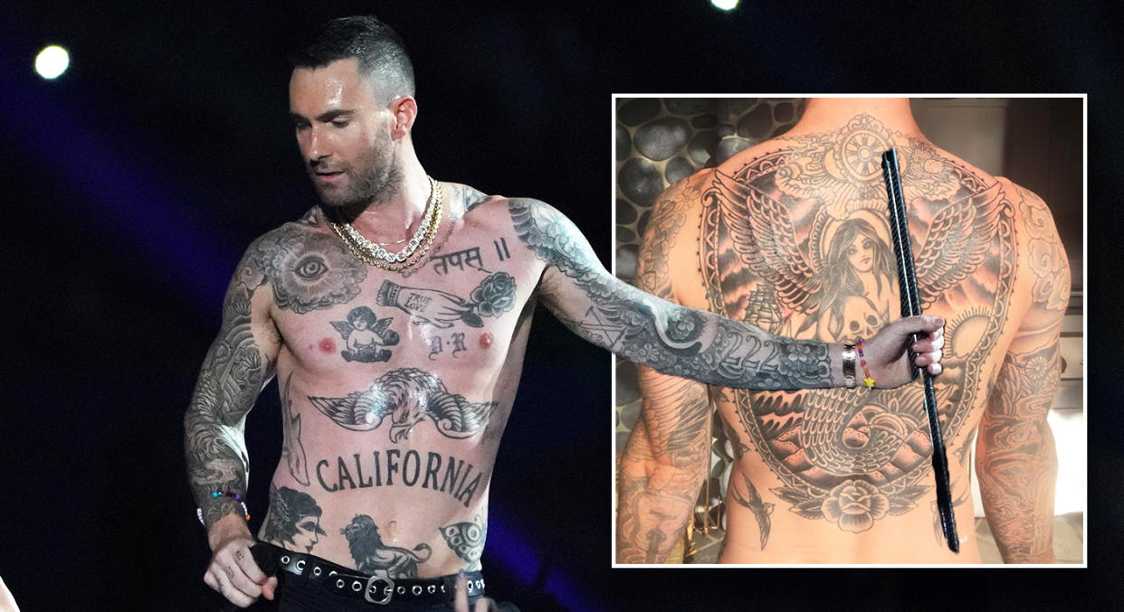 Adam Levine is said to have as many as 20 tattoos. [Photo: Getty]