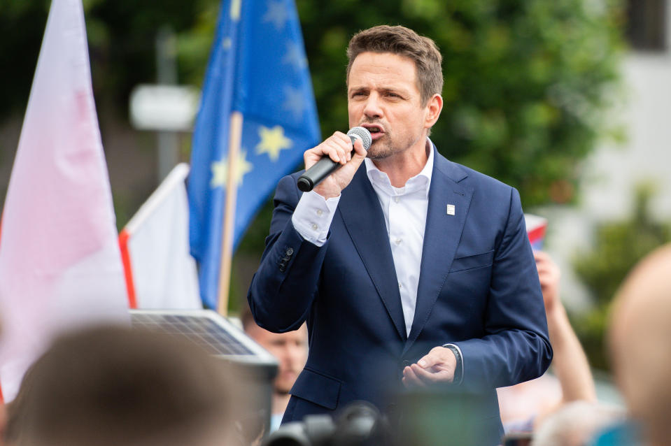 Presidential candidate Rafal Trzaskowski visits Kartuzy, Poland - 30 Jun 2020