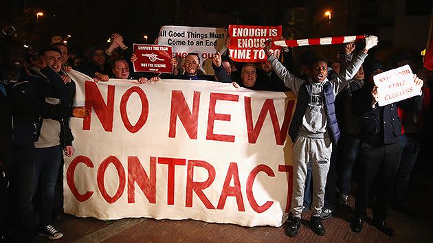 Arsenal fans protested against the manager and the board. Pic: Getty