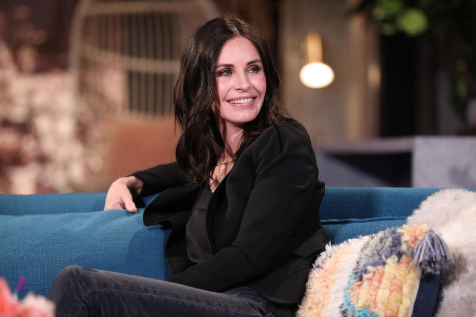 BUSY TONIGHT -- Episode 1074 -- Pictured: Guest Courteney Cox on the set of Busy Tonight -- (Photo by: Jordin Althaus/E! Entertainment/NBCU Photo Bank via Getty Images)