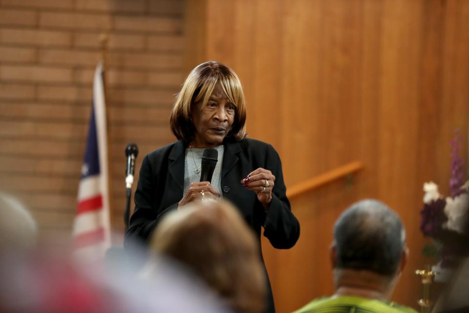 Desert Hot Springs councilmember Jan Pye speaks during an event to honor Dr. Martin Luther King, Jr at First Community Baptist Church in Desert Hot Springs in 2022. The church will again play host to an MLK Day event on Monday, Jan. 15, 2024.