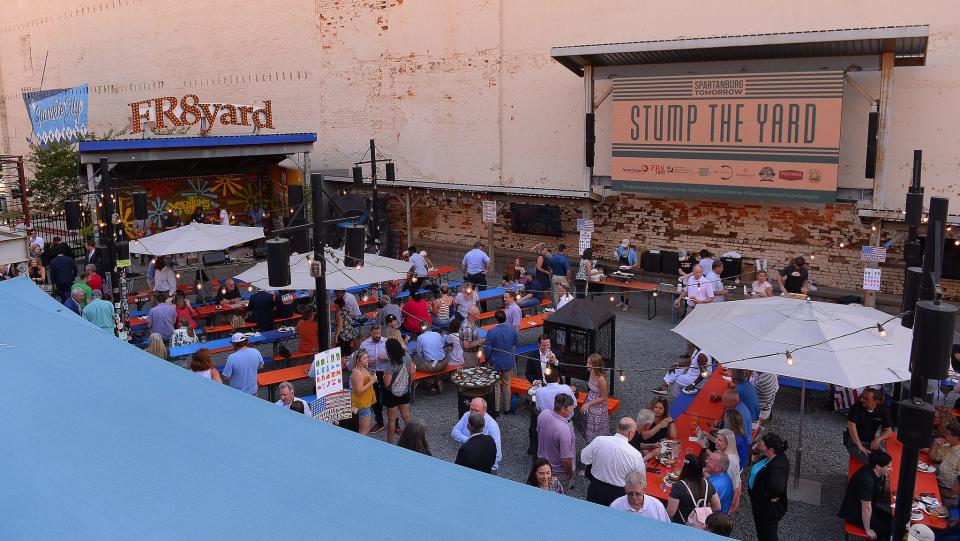 Candidates running for the upcoming state and local primary election speak during the Stump the Yard event held at FR8yard in downtown Spartanburg, Monday evening, June 6, 2022. 
