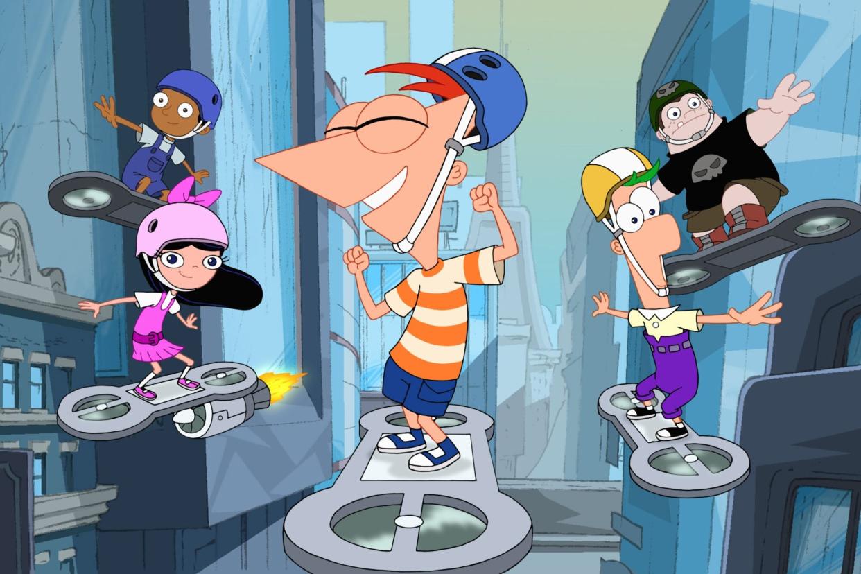 PHINEAS AND FERB - "Last Day of Summer" - The summer season is coming to a close and it's Candace's last chance to bust her brothers. She is quickly foiled, but is presented with an opportunity to redo the day when she sets off Dr. Doofenshmirtz's Do-Over-Inator, which results in other consequences like rips in the space-time continuum, the shortening of days and the disappearance of her brothers. This episode of "Phineas and Ferb" will air Friday, June 12 (9:00 PM - 10:00 PM ET/PT), on Disney XD. (Disney XD via Getty Images)