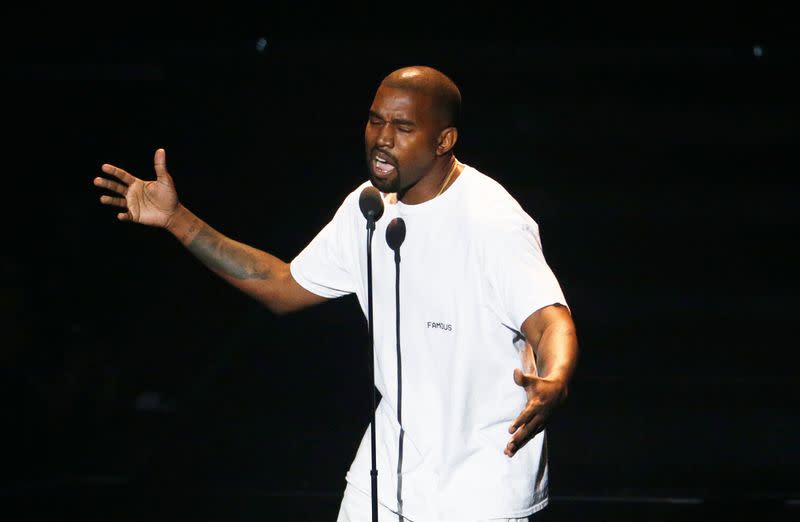 Kanye West on stage during the 2016 MTV Video Music Awards in New York