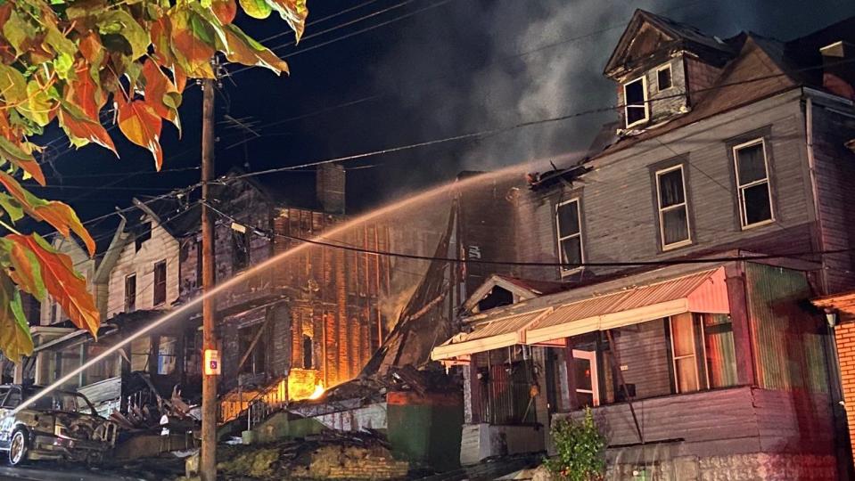 A massive two-alarm fire leveled one home and damaged several others as well as a car on Soles Street in McKeesport. (6/30/22)