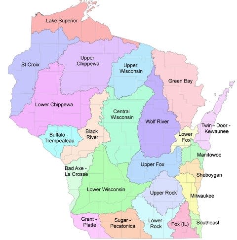 Wisconsin's 24 river drainage basins.