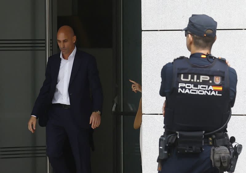 Former Royal Spanish Football Federation President Luis Rubiales arrives to testify at the High Court in Madrid