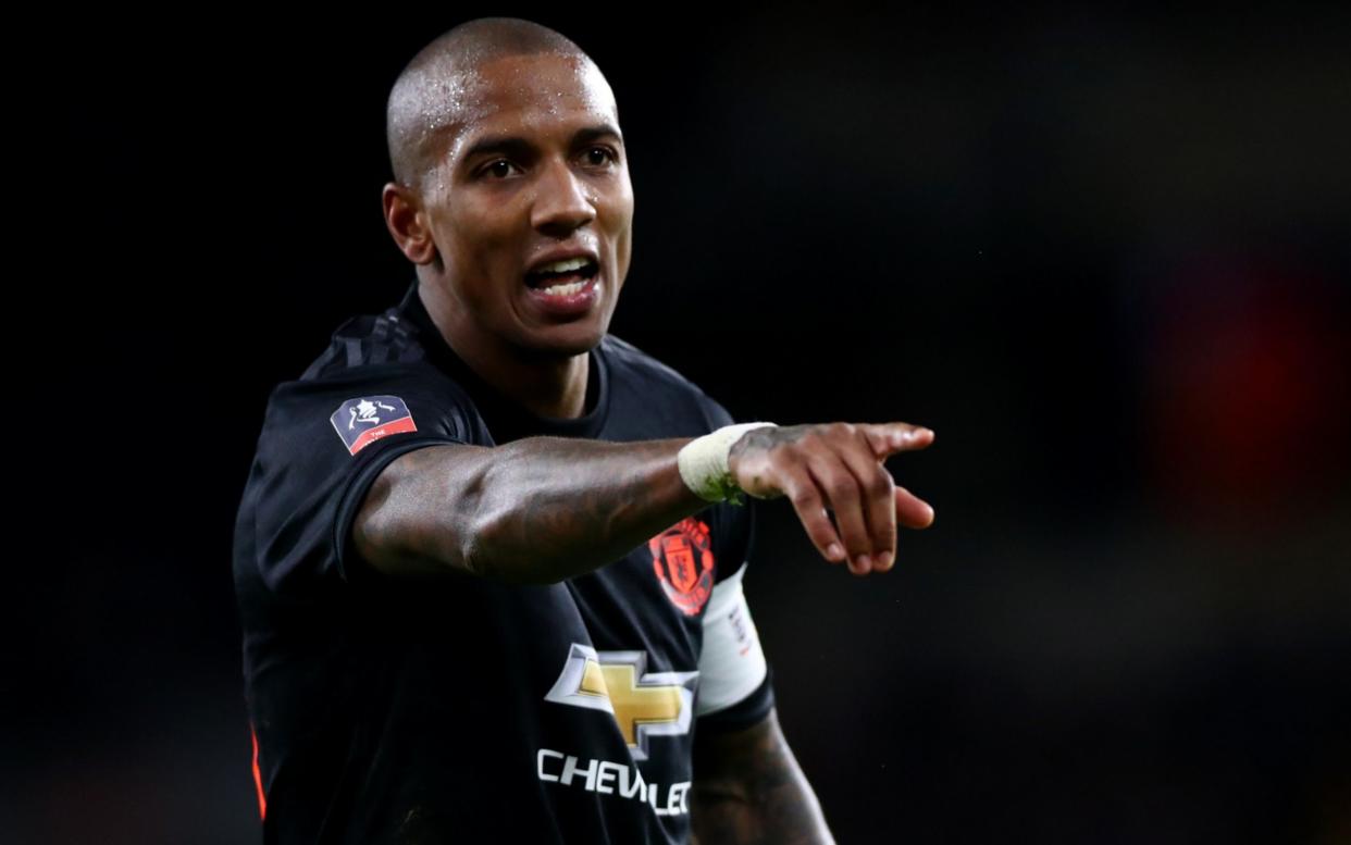 Ashley Young of Manchester United gestures - GETTY IMAGES