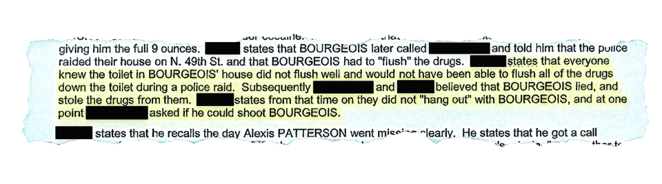 An excerpt from Milwaukee police records about the Alexis Patterson case.